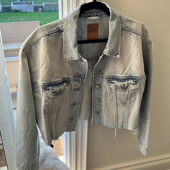 GAP washwell cropped oversized denim jacket Large Petite - Picture 3 of 7